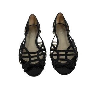 Talbots 'Song 3' Black Leather Strappy Slip-On Shoes- 7